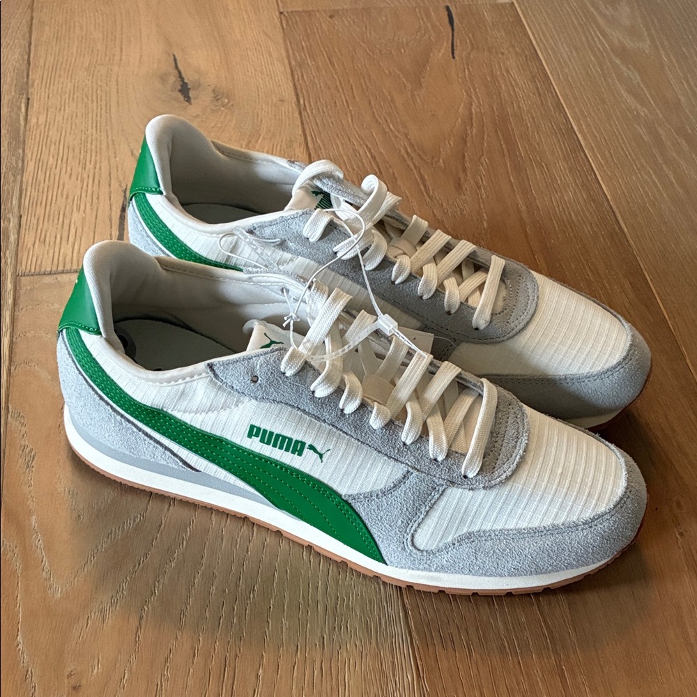 Puma Men's White and Green Sneakers